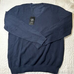 Altairega Mens Large Long Sleeve Lightweight V Neck Knit Sweater